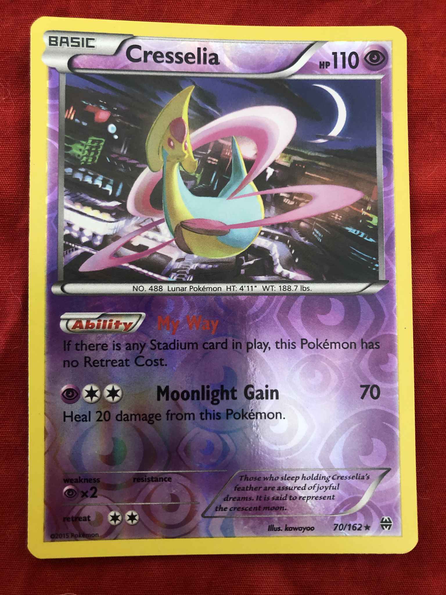 Pokemon Card Non Holo Rare Rare 2015 XY BREAKthrough Set Cresselia 70/162 