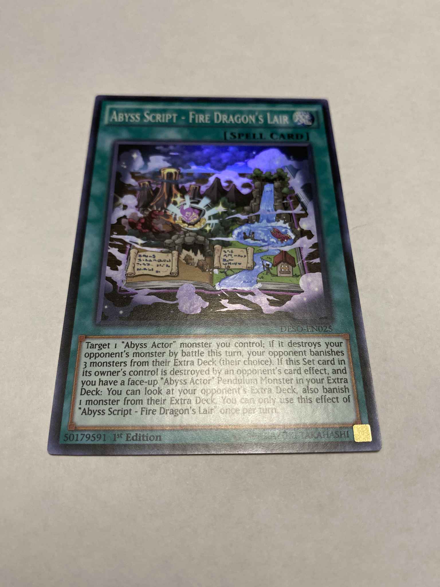 Abyss Script Fire Dragon's Lair DESO-EN025 Super Rare Yu-Gi-Oh Card 1st Mint 