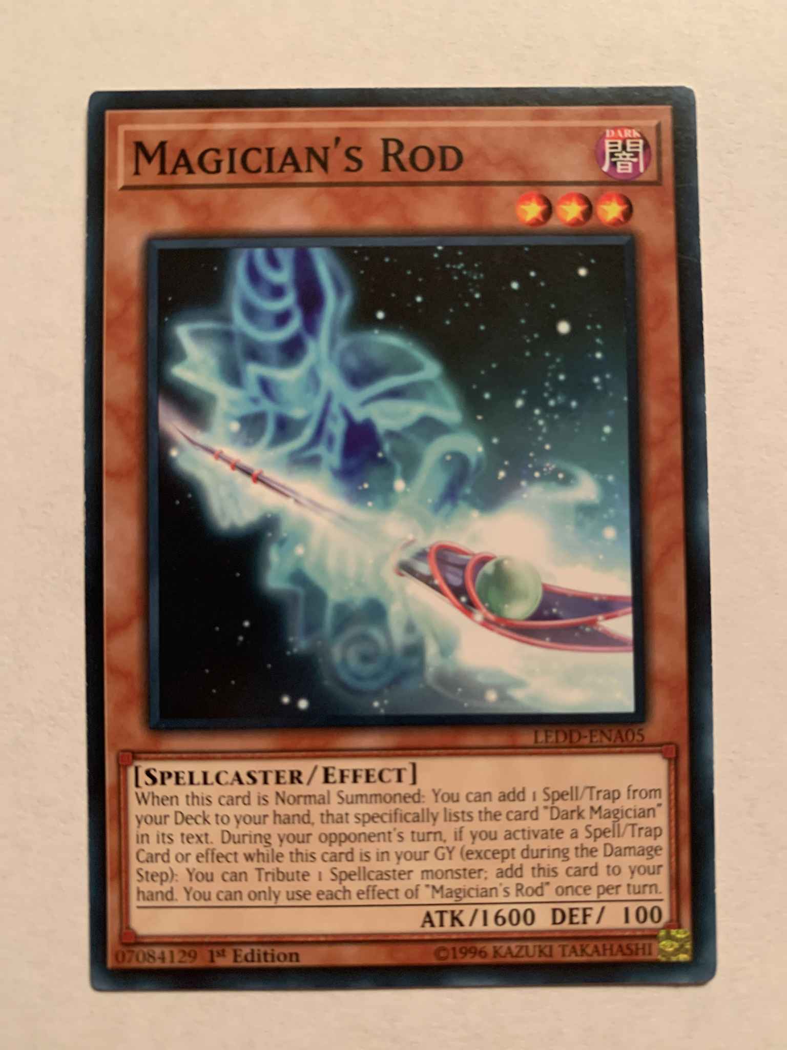 Yugioh 3x Common Magician’s Rod LEDD-ENA05 LP-VLP 