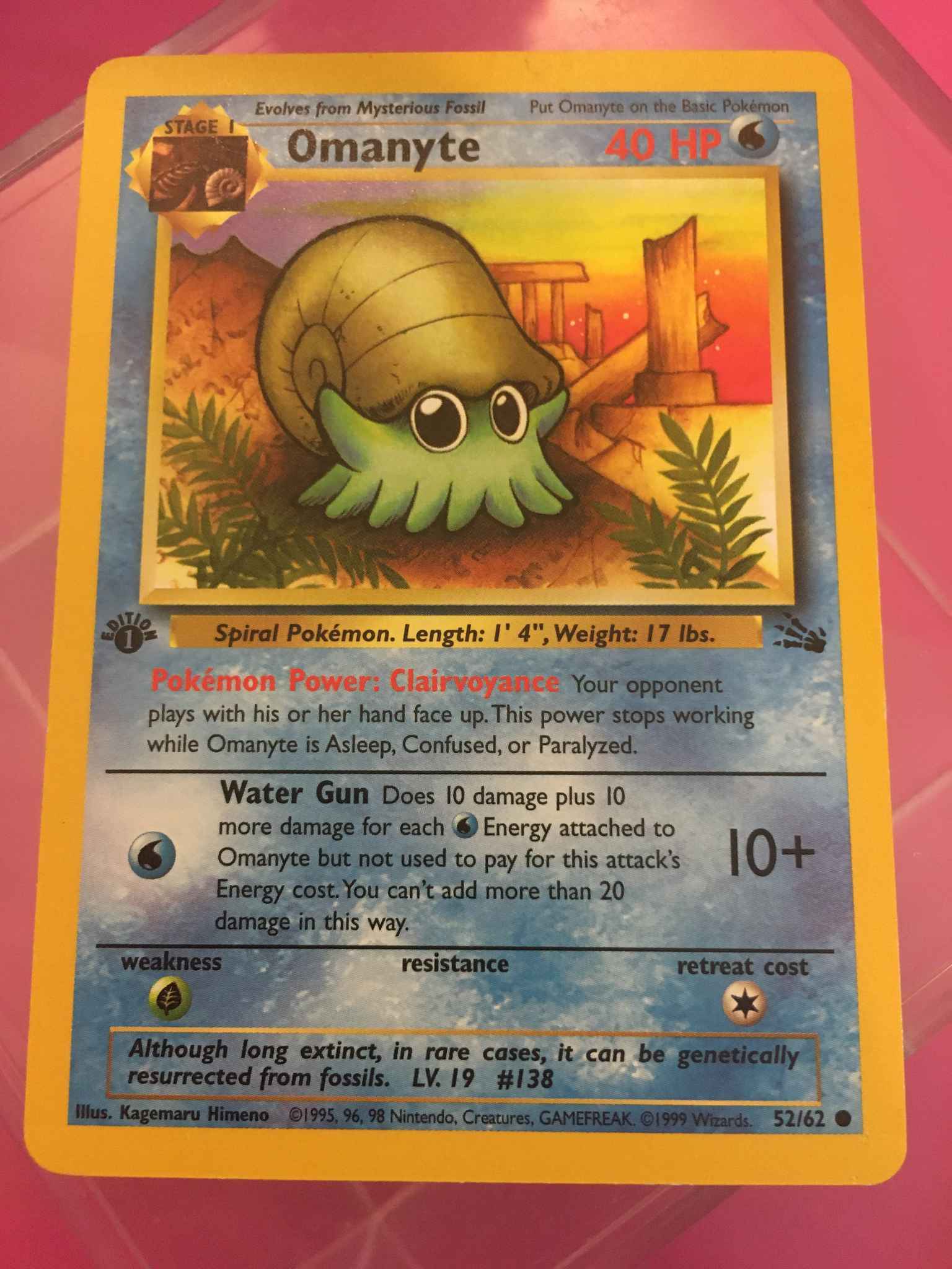 GRADED CARD PSA BASE POKEMON CGA 9 OMANYTE 52/62-1ST EDITION FOSSIL ac ...