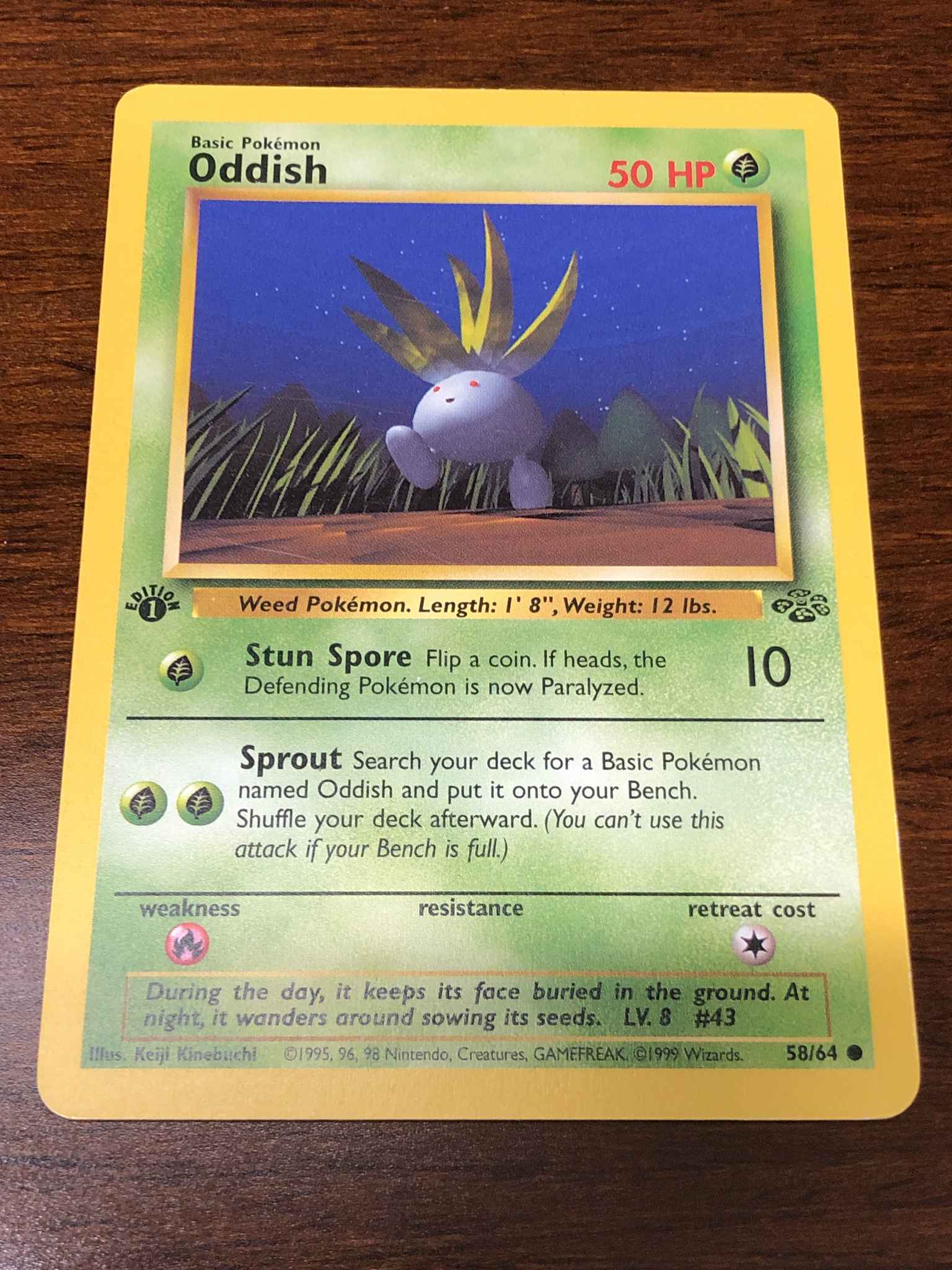 Oddish 58/64 Jungle Pokemon Card ~ Played 