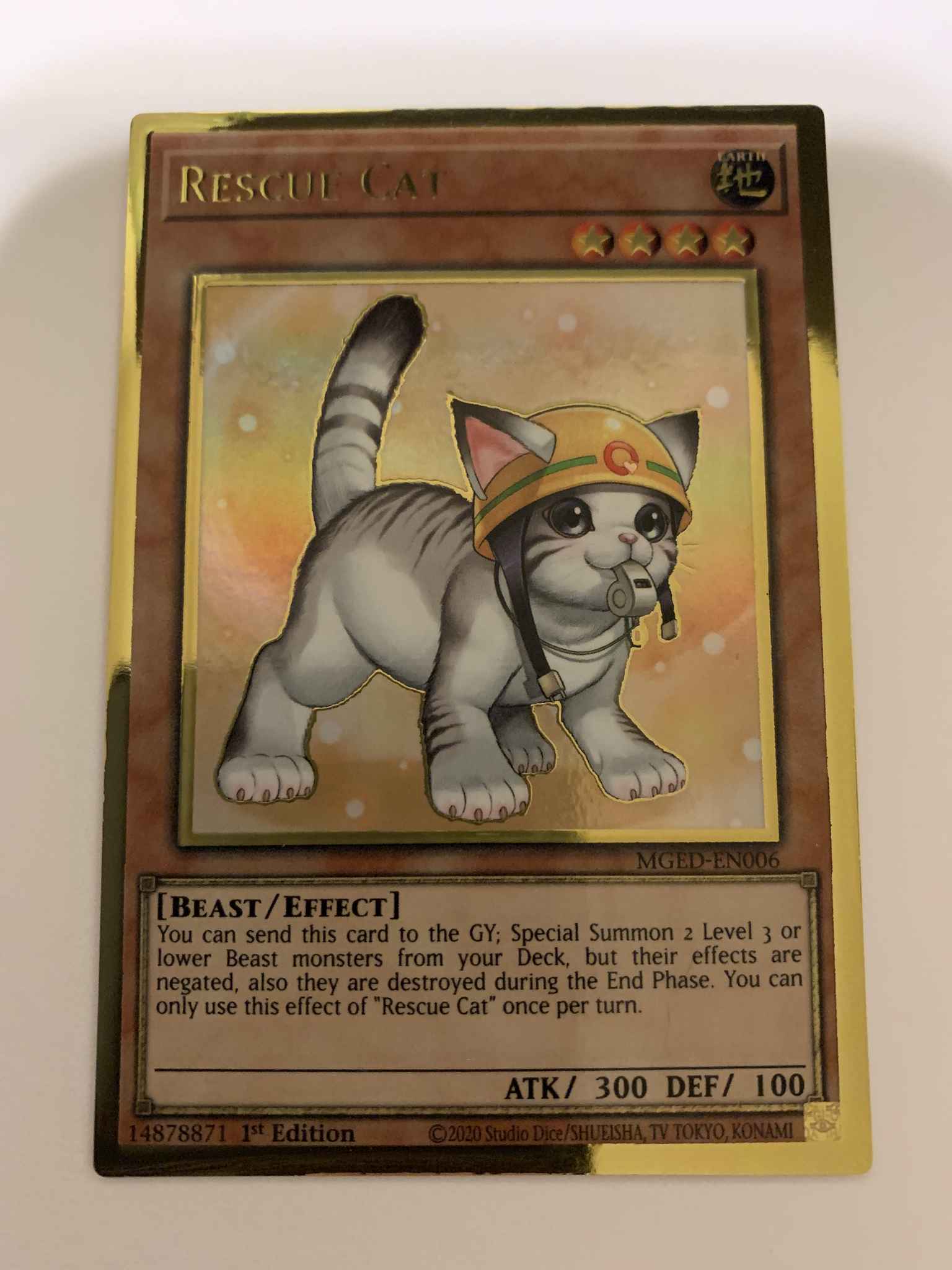 Yugioh Rescue Cat Maximum Gold Alternate Art El Dorado MGED-EN006 Gold x1