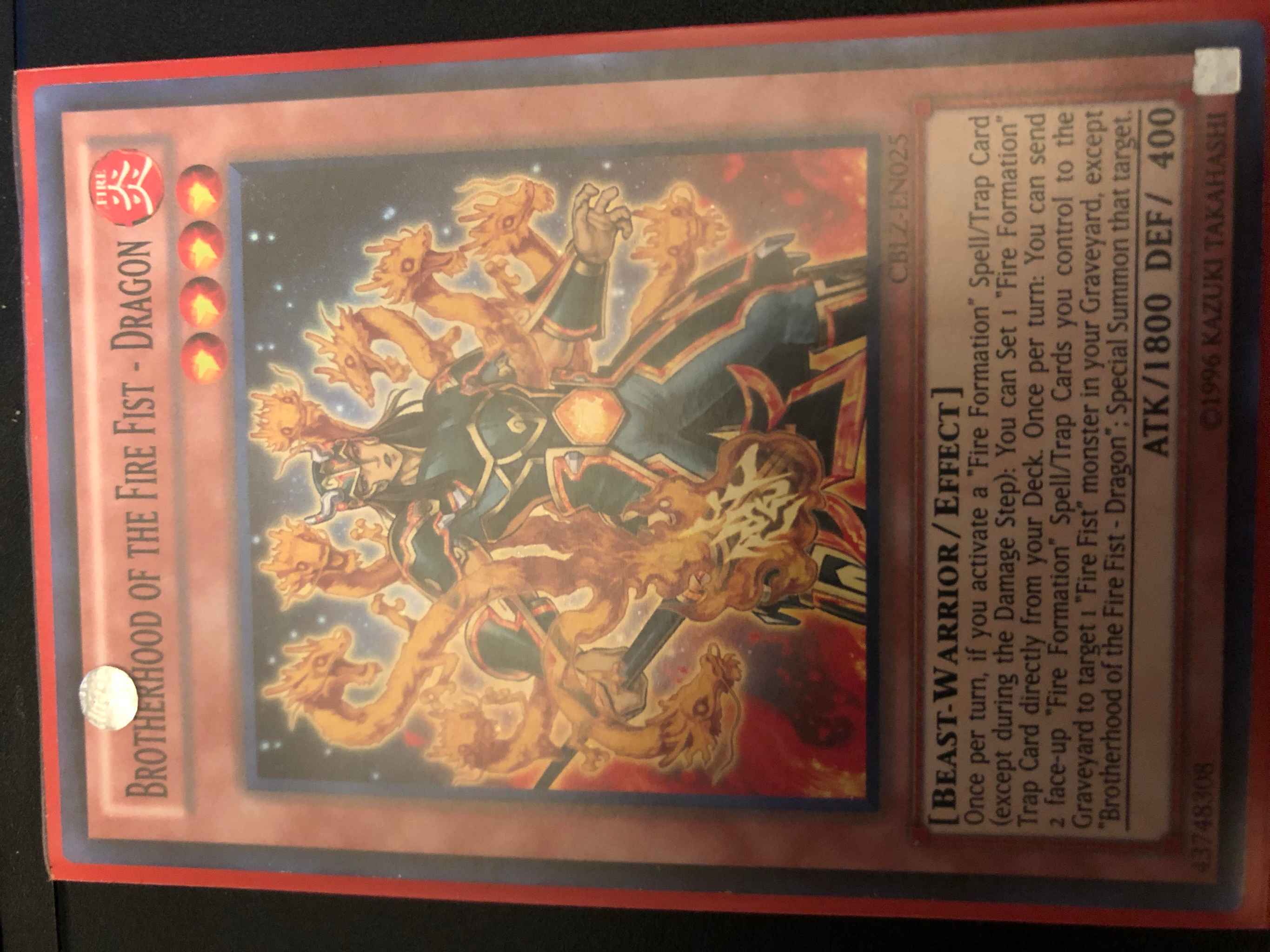 Super Rare YUGIOH Card Mint Brotherhood Of The Fire Fist Dragon Near Mint