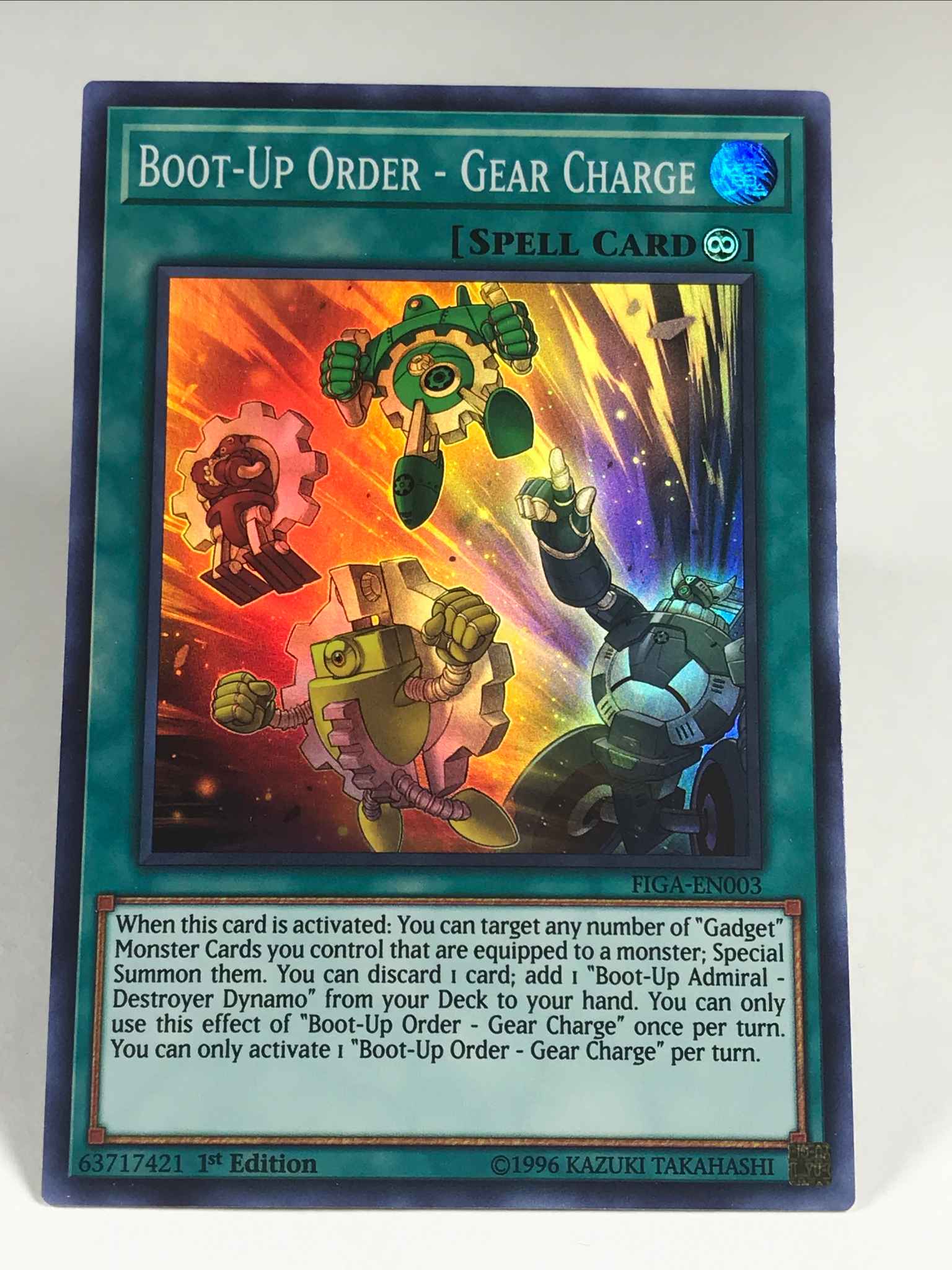 SUPER  1ST EDITION 3 X  BOOT-UP ORDER YUGIOH GEAR CHARGE  FIGA-EN003