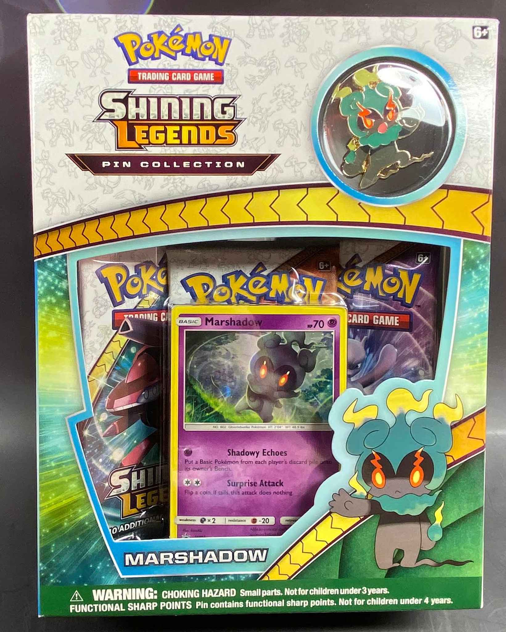 New Factory Sealed Pokemon Shining Legends Pin Collection Marshadow Box 