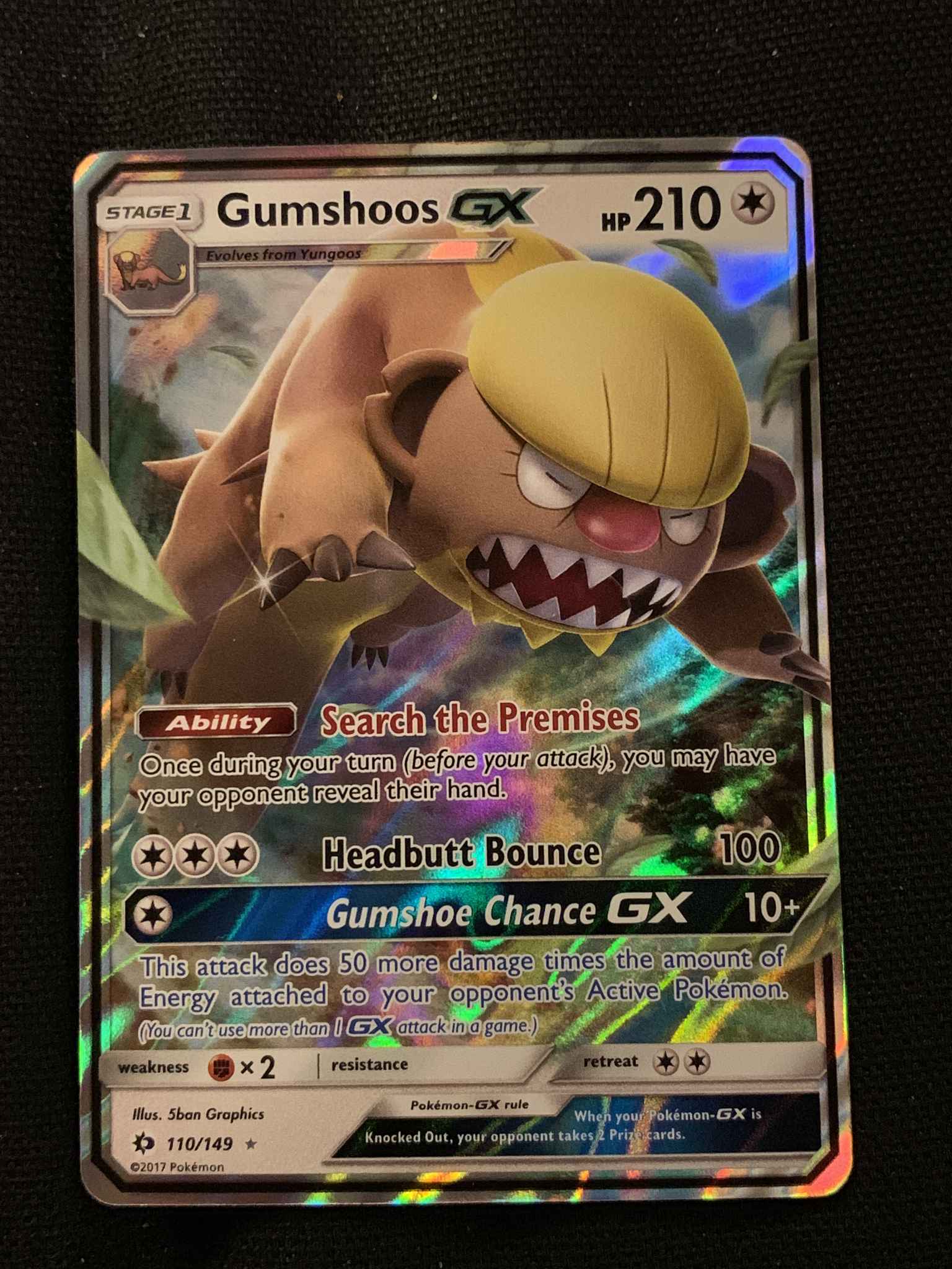 Pokemon SM BASE SET GUMSHOOS GX 110/149 RARE HOLO GX 