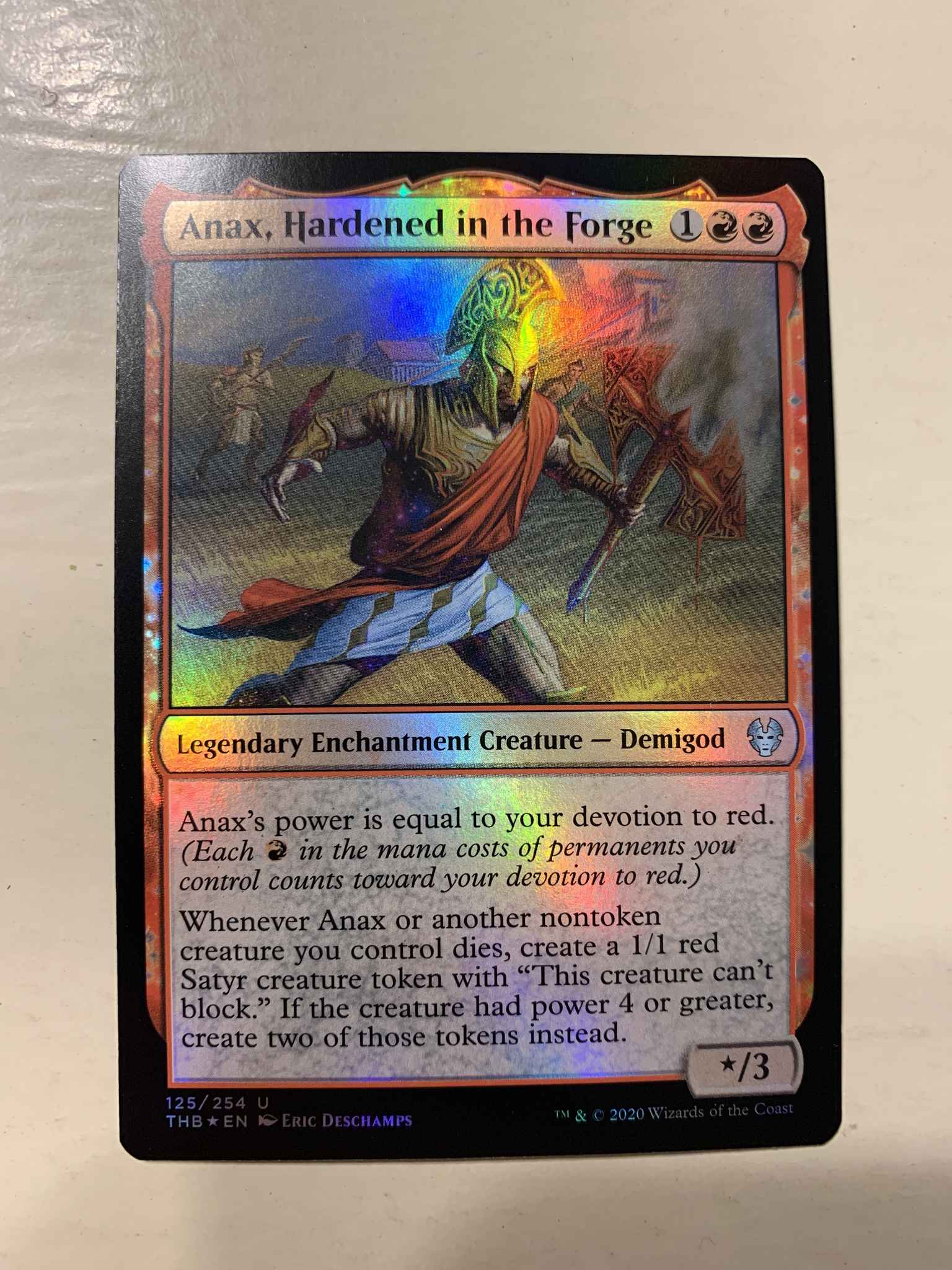 1x FOIL ANAX HARDENED IN THE FORGE Showcase Theros MTG Magic The Gathering 