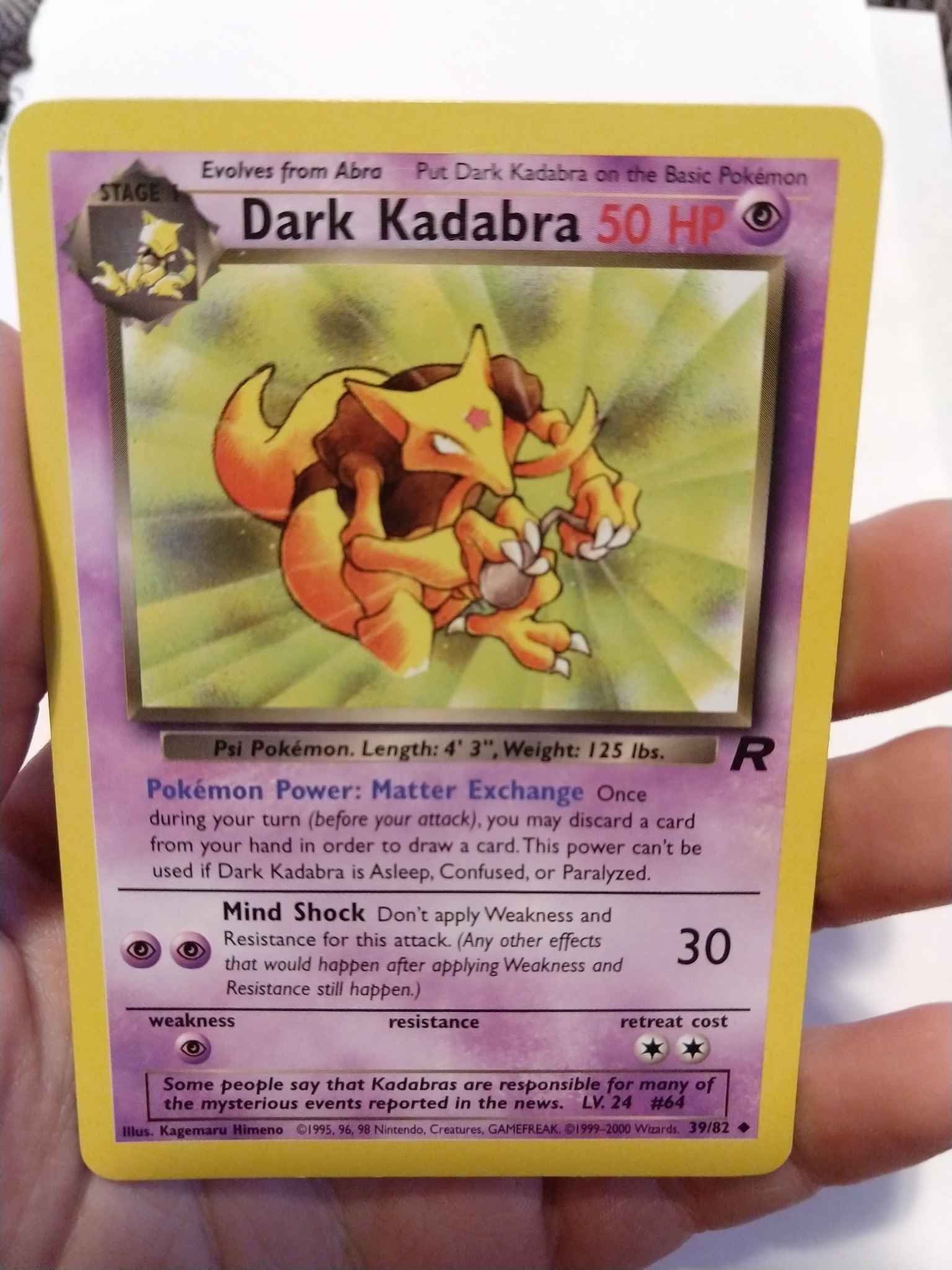No Uncommon NM Japanese Team Rocket Set 064 DARK KADABRA Pokemon Card 