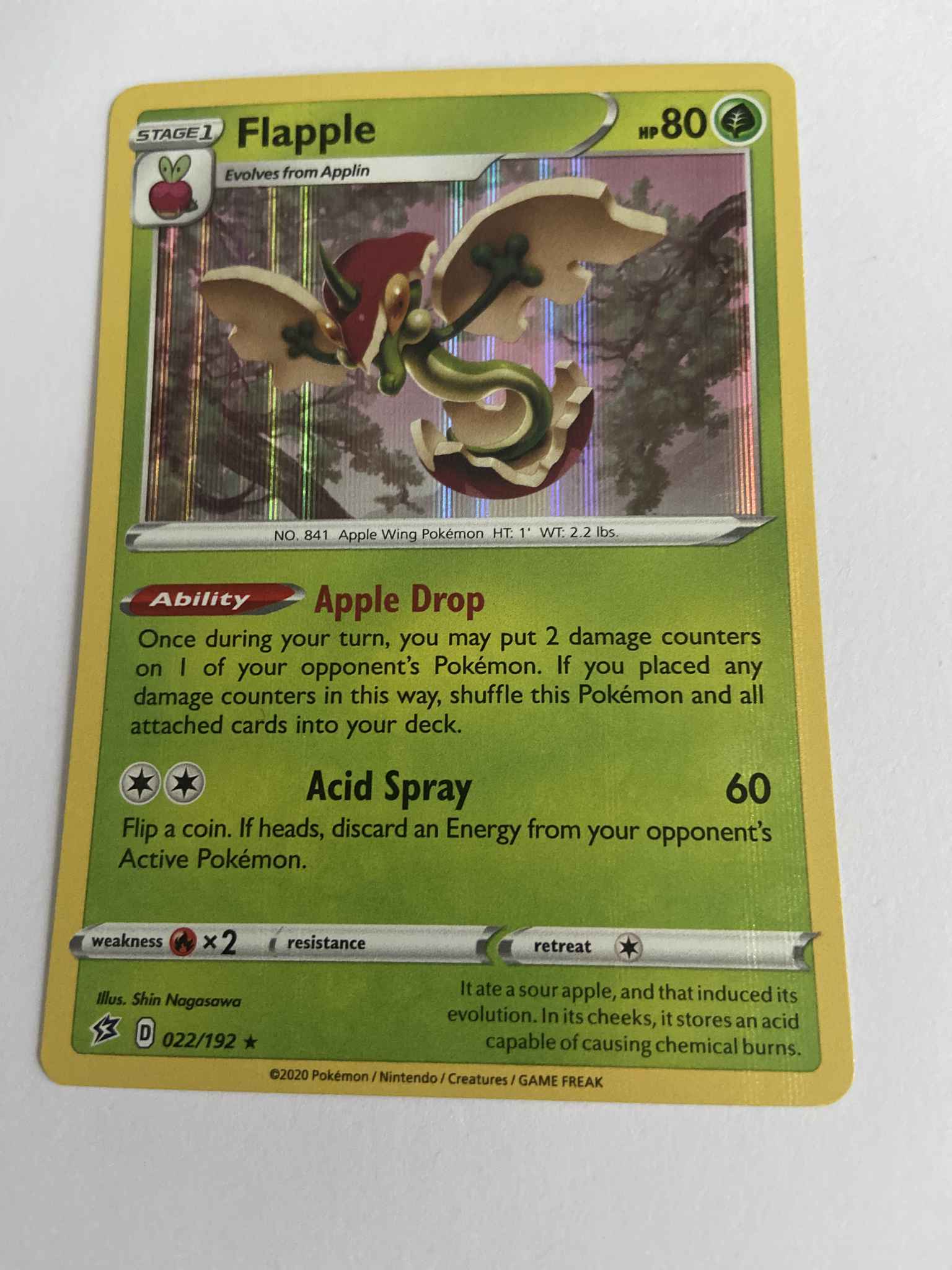 Flapple 022/192 Rebel Clash Holo Rare Pokemon Card Near Mint