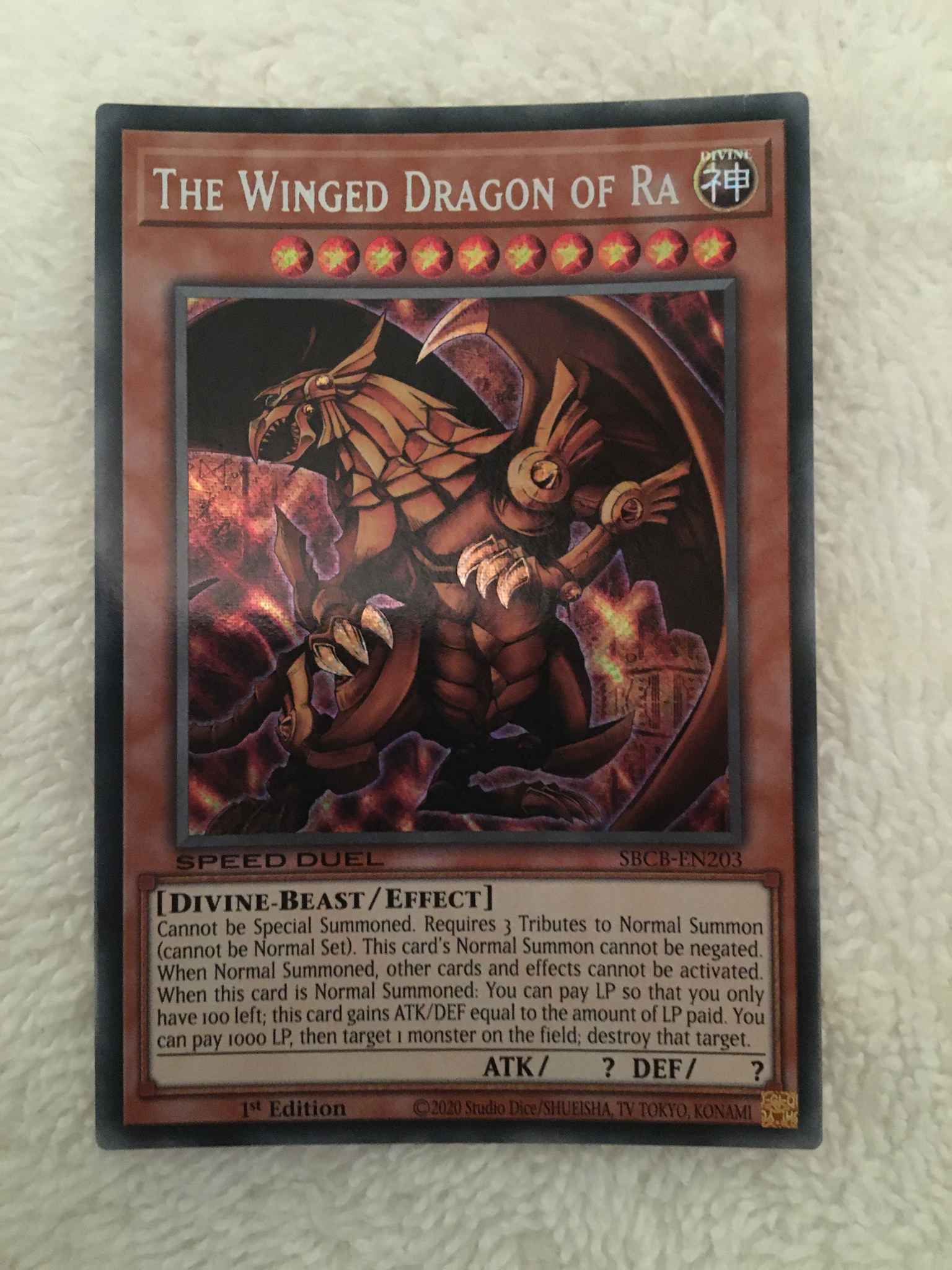 Yugioh Speed Duel  The Winged Dragon of Ra SBCB-EN203  Secret Rare 