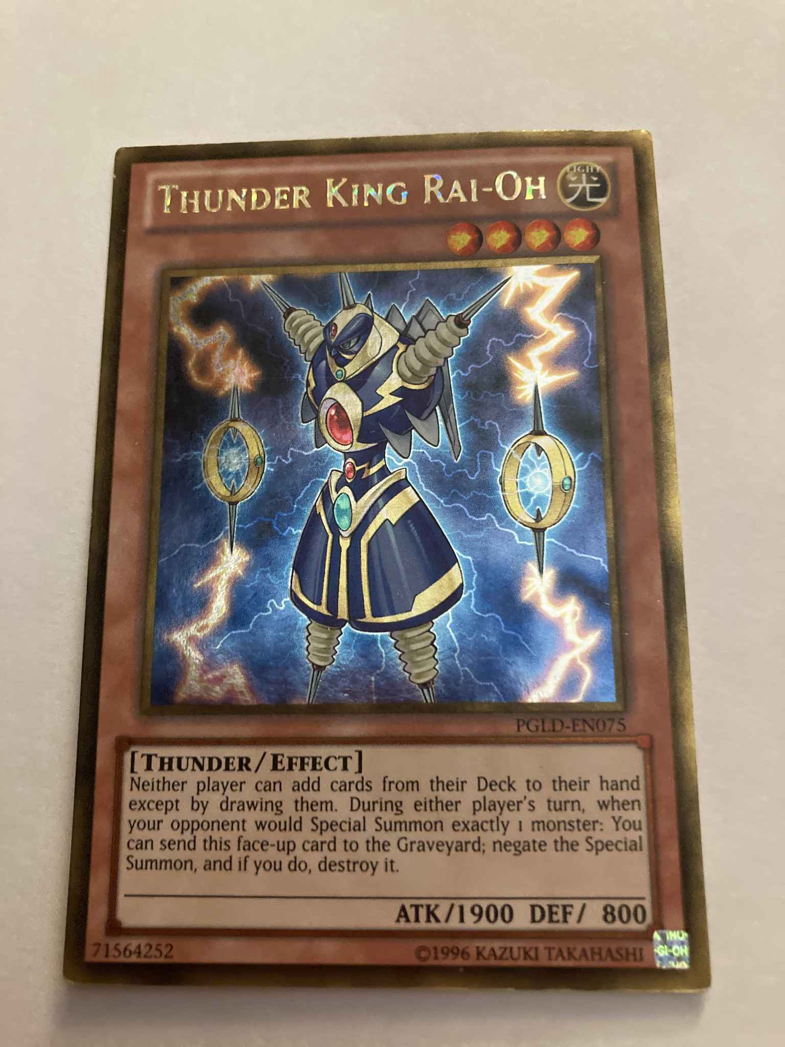 YuGiOh Thunder King Rai-Oh Gold Rare PGLD-EN075