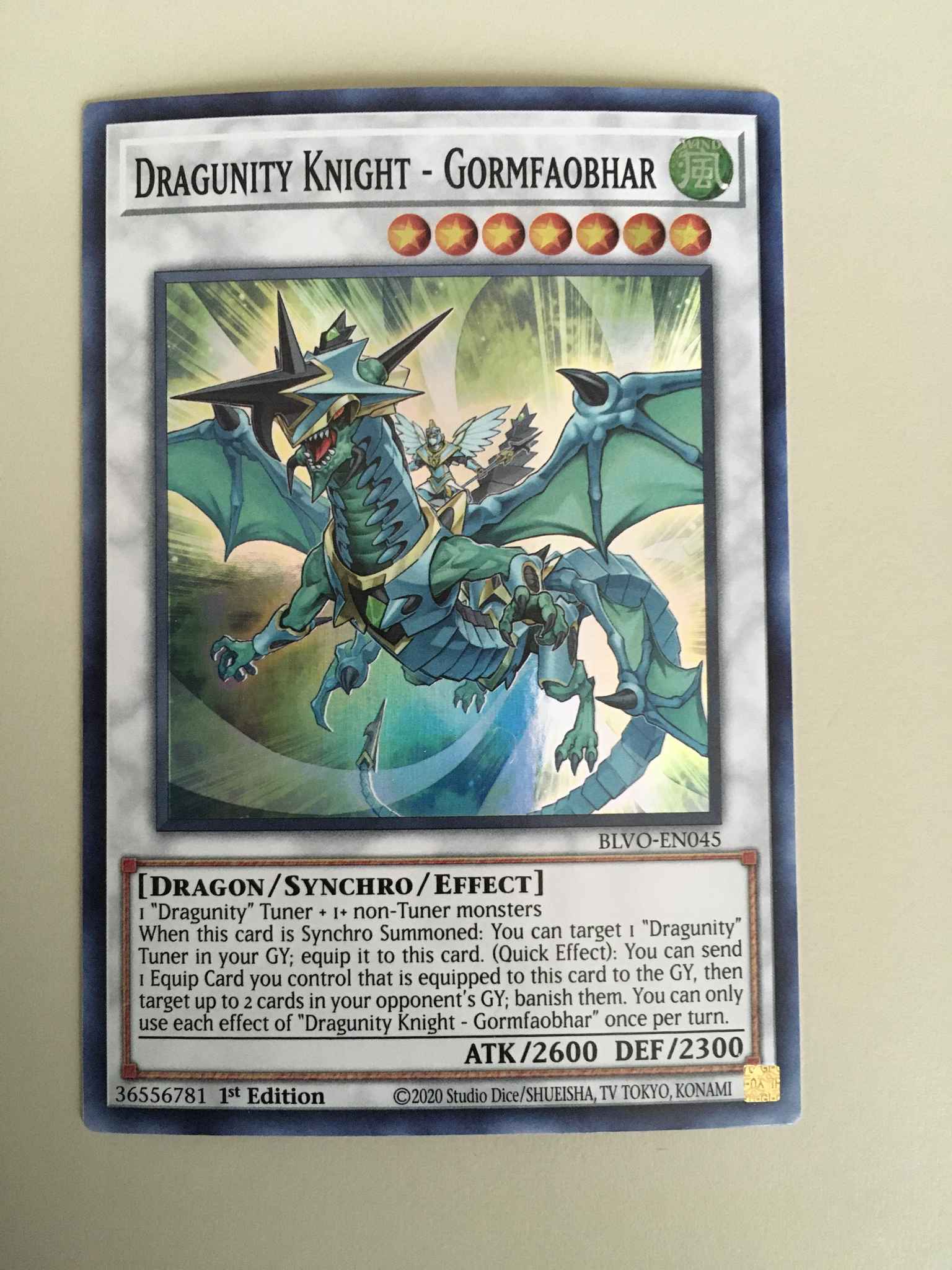 NEW Gormfaobhar blvo-en045 1st Ed Super Rare Yu-Gi-Oh! 3 x Dragunity Knight 