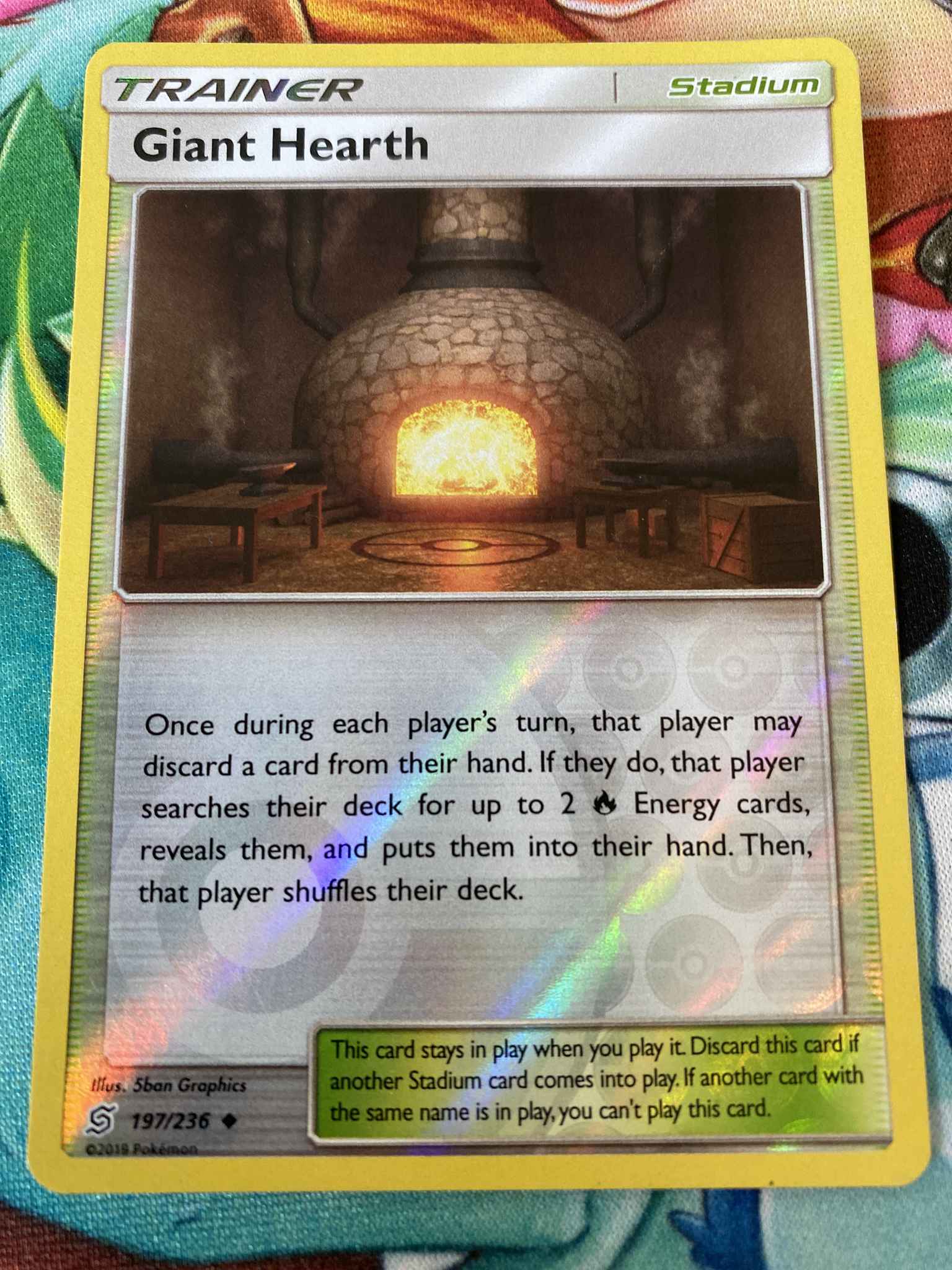 Pokemon TCG SM Unified Minds 197/236 Giant Hearth Trainer Card 