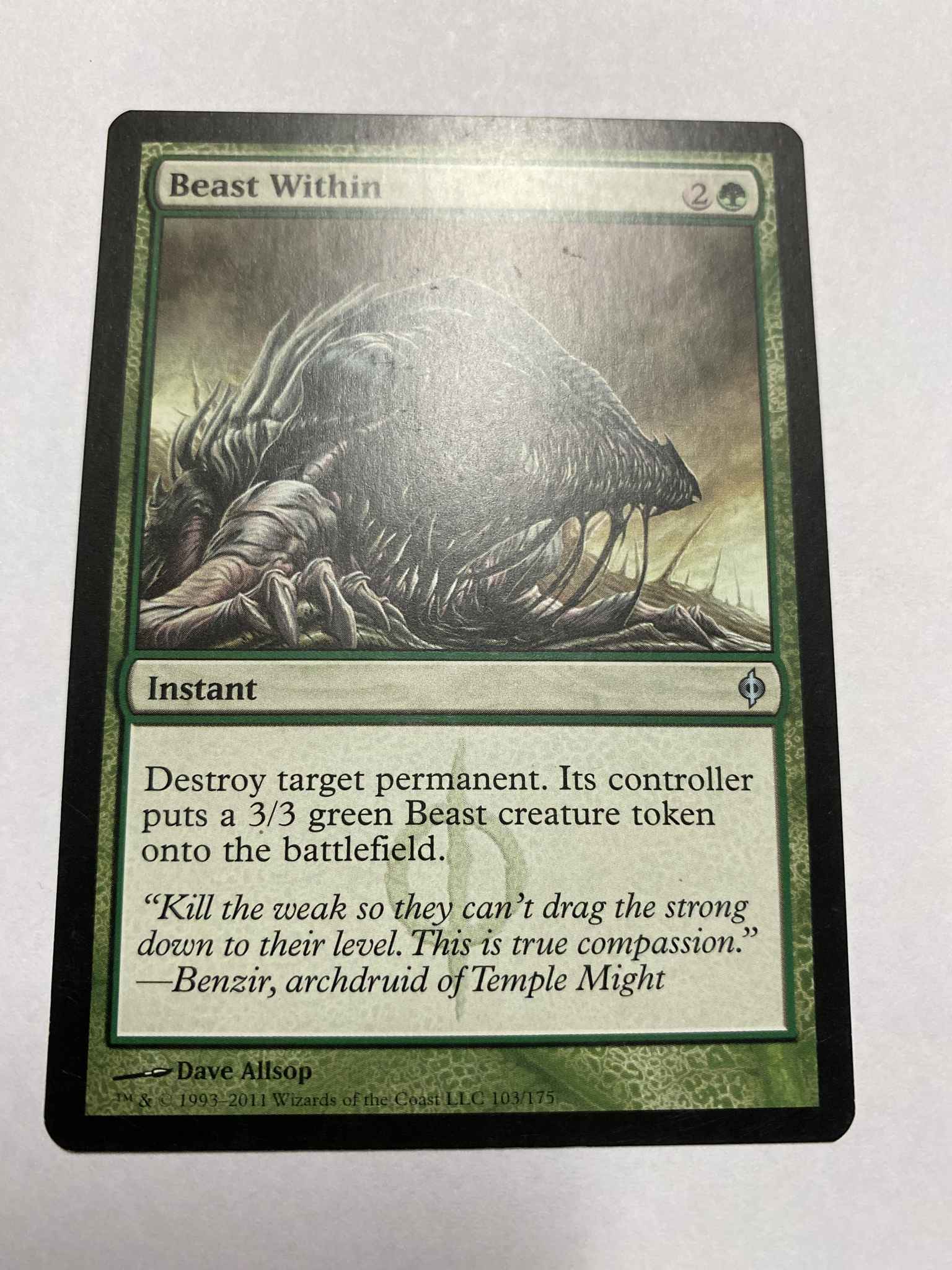 Beast Within New Phyrexia NM Green Uncommon MAGIC THE GATHERING CARD ABUGames 