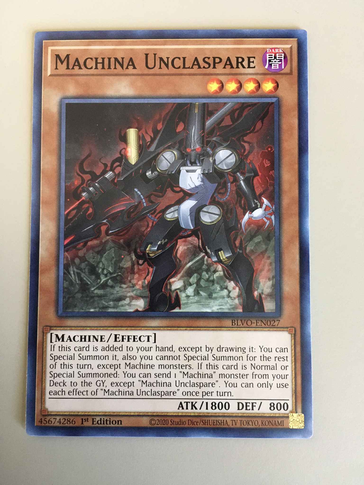 BLVO-EN027 Machina Unclaspare Yu-Gi-Oh SET OF 3 1st Edition