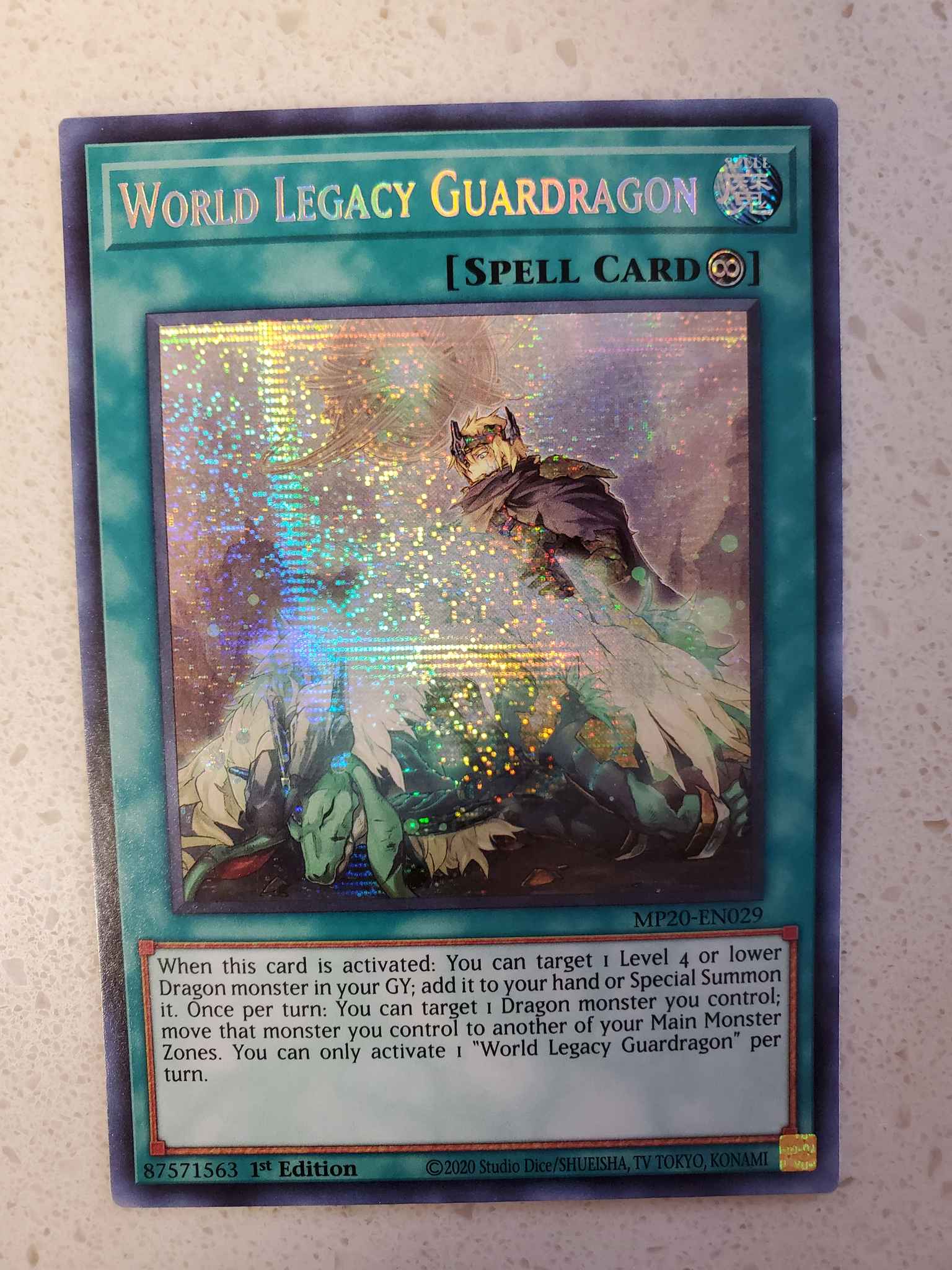 World Legacy Guardragon MP20-EN029 Prismatic Secret Rare 1st NM Yugioh