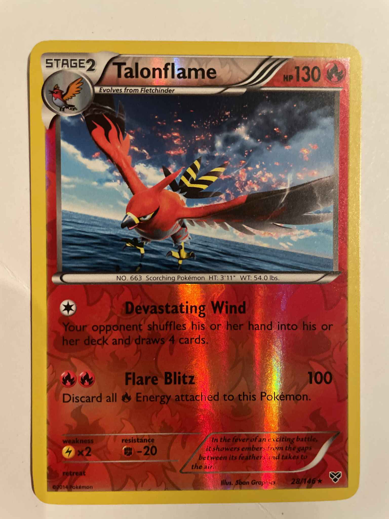 Pokemon XY Talonflame 28/146 Holo Rare Card 