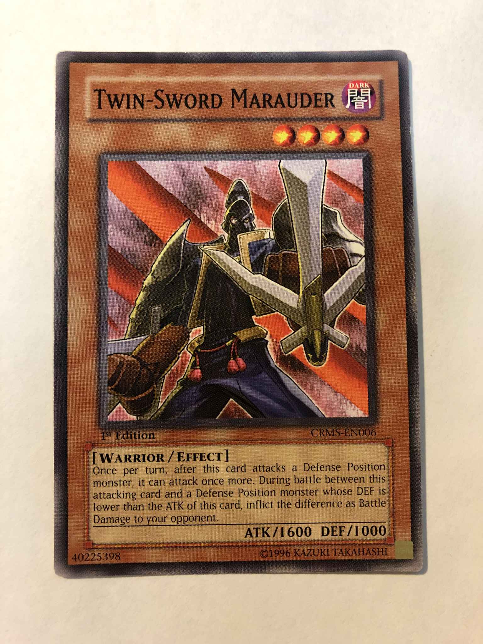 U Twin-Sword Marauder CRMS-EN006 Common Yu-Gi-Oh Card