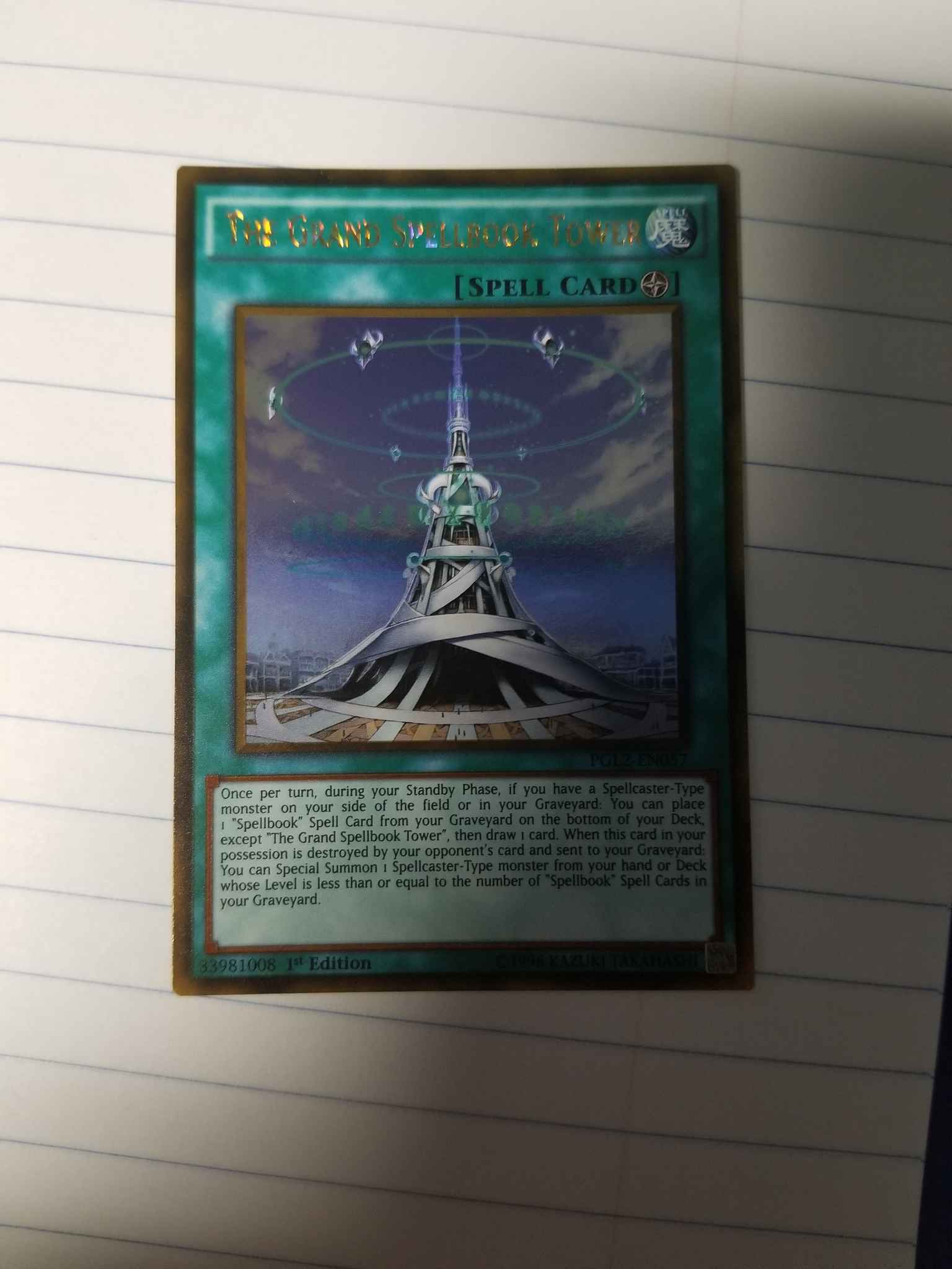PGL2-EN057 The Grand Spellbook Tower Gold Rare 1st Edition Mint YuGiOh Card 