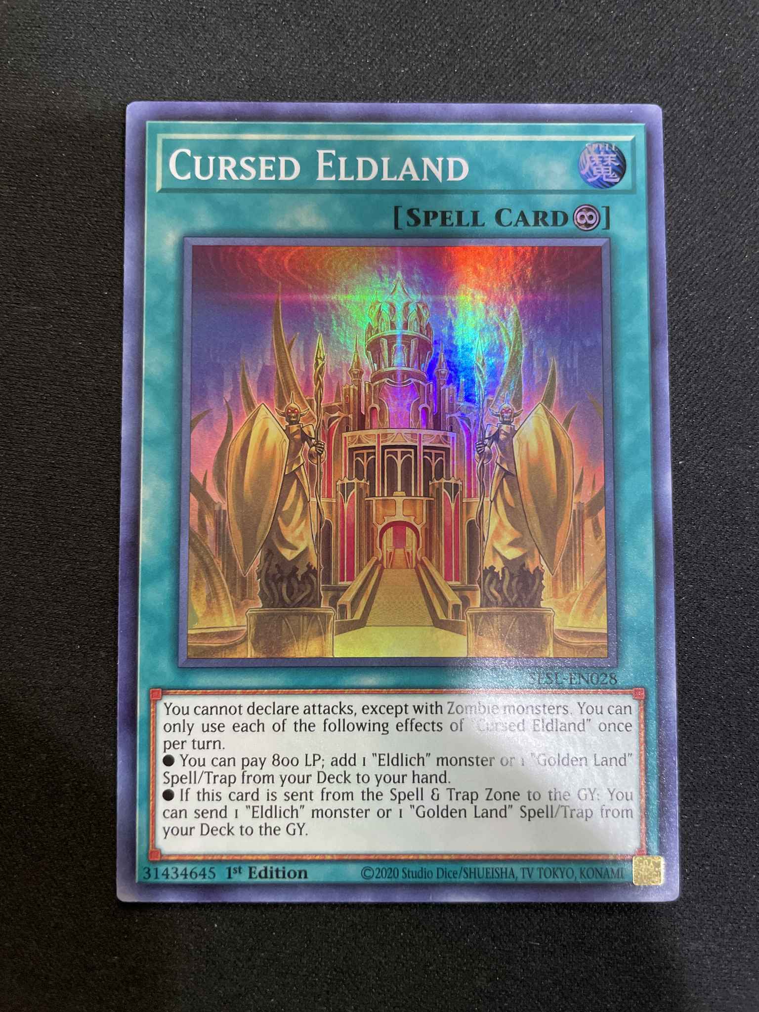 Cursed Eldland NM 1st Ed YuGiOh SESL 028 Secret Slayers Yu-Gi-Oh Card Super Rare