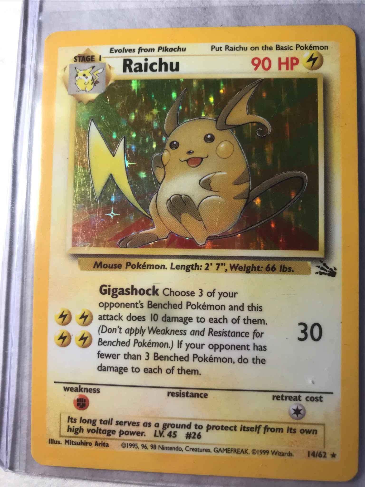 14/62 Pokemon Card Holo-foil Rare Details about   Raichu Heavily Played Fossil Set