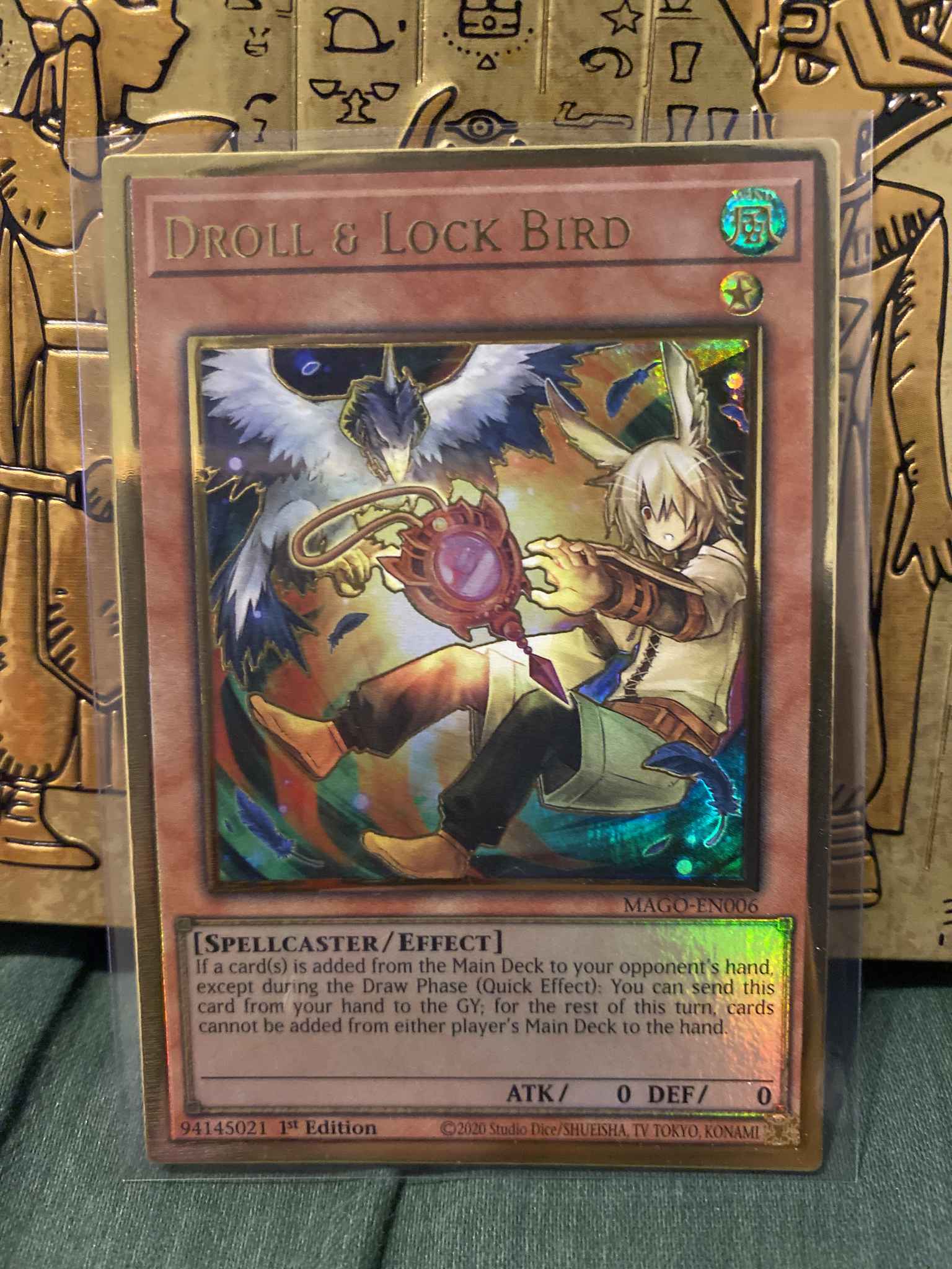Droll and Lock Bird MAGO-EN006 Premium Gold Rare 1st NM Yugioh 