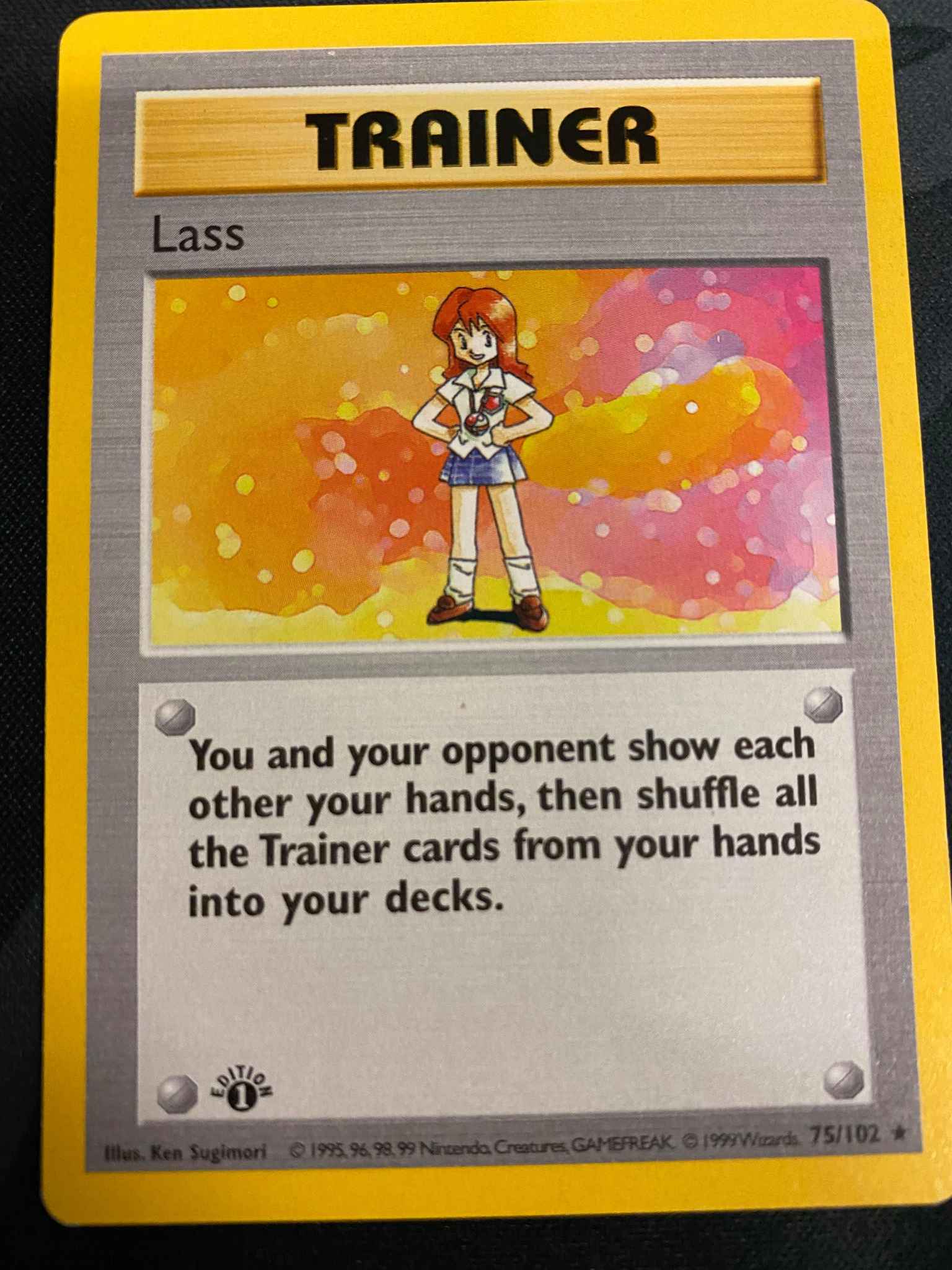 Base Set Details about   LASS NM/M Unlimited 75/102 Pokemon Card Rare Trainer
