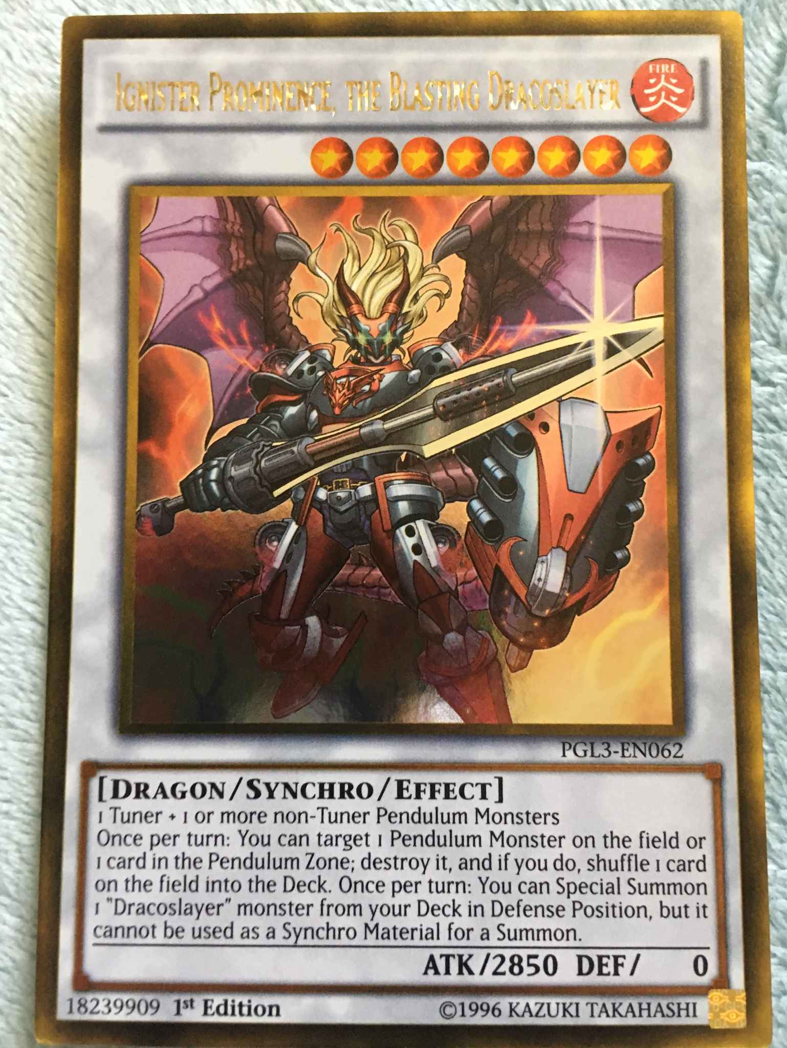 The Blasting Dracoslayer PGL3-EN062 Gold Rare NM/M YuGiOh! Ignister Prominence